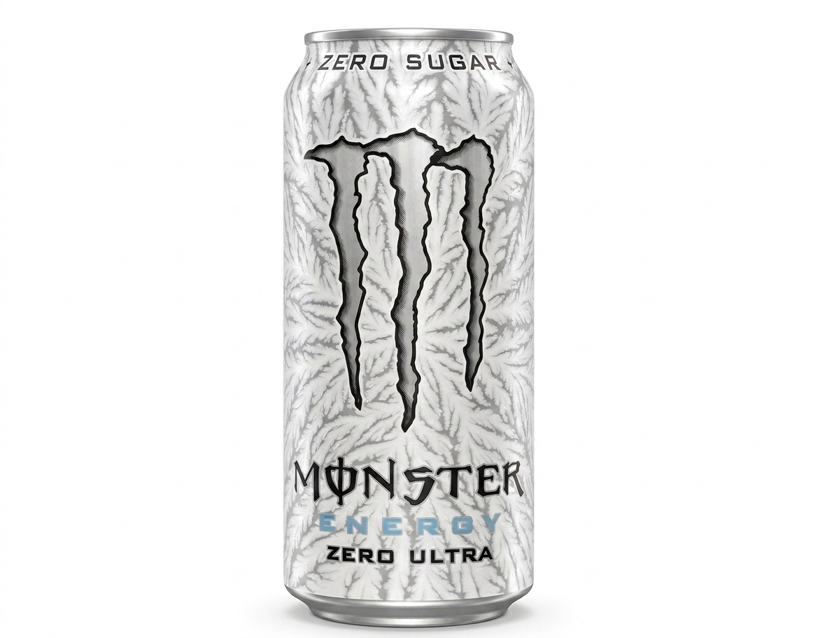 Monster Zero Ultra can wrapped with a dendritic tear pattern